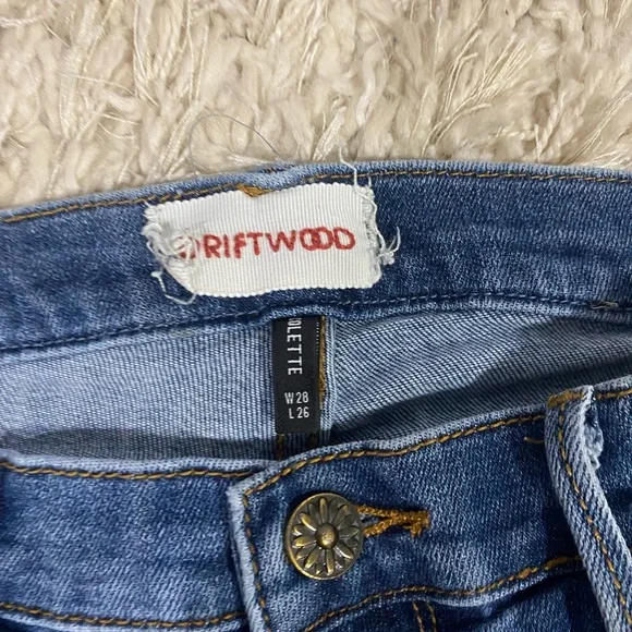 Driftwood Colette Straight Leg Embroidered Hem Jeans - Picture 9 of 10